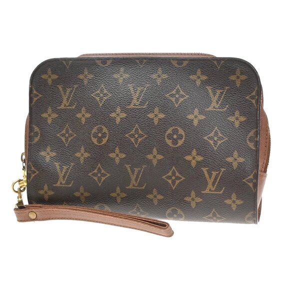 LOUIS VUITTON Orsay Clutch Hand Bag Monogram Leather Brown France M51790 68EF338 - Picture 1 of 15